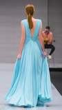 A-Line V-Neck Floor-Length Chiffon Prom Dresses HZ1023