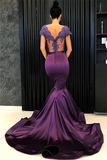 Chic V-neck short sleeve evening gown mermaid beaded long dress HZ1023