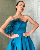A Line Peacock Blue Prom Dresses, Peacock Blue Floor Length Formal Evening Dresses HZ1023