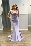 Mermaid Light Purple Spaghetti-Straps Prom Dress HZ1023