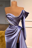 Amazing Long Sleeves Mermaid Slit evening Dress With Beads HZ1023