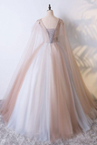 Champagne Tulle Long Prom Dress,Champagne Tulle Evening Dress HZ1023