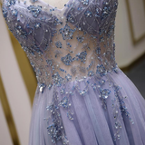 Sexy Luxury Beads A Line Long Prom Dress HZ1023