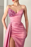 Modern Sweetheart Mermaid Long Prom Dress Split Ruffles With Sequins HZ1023