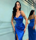 Royal Blue Mermaid Spaghetti-Straps Prom Dress HZ1023