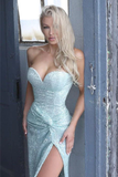 GORGEOUS SWEETHEAR SEQUIN HIGH-SPLIT SHEATH LONG PROM DRESS HZ1023