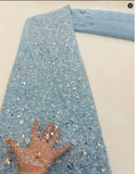 Blue gorgeous luxury elegant beaded long ball gown evening dress HZ1023