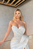 Amazing Sweetheart Mermaid Prom Dress High Split Long With Beads HZ1023