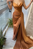 Mermaid off-shoulder sweetheart floor-length multi-layered sleeveless backless side train high slit ball gown HZ1023