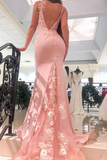 Open Back Blush Mermaid Long Formal Dress HZ1023