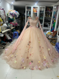 Gorgeous floral applique exquisite long sleeve sleeping beauty wedding dress evening gown ball gown HZ1023