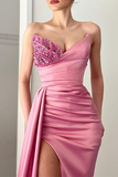 Modern Sweetheart Mermaid Long Prom Dress Split Ruffles With Sequins HZ1023