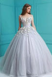 Ball Gown Spaghetti Straps Quinceanera Dresses With Handmade Flowers Tulle HZ1023