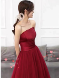 Strapless prom dress,red party dress,charming wedding dress HZ1023