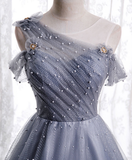Tulle beads long prom dress tulle formal dress HZ1023