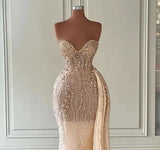 Gorgeous Sweetheart Mermaid Tulle Evening Dress With Rhinstone Sequins HZ1023