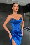 Bellasprom Royal Blue Prom Dress Split With Sequins Mermaid HZ1023