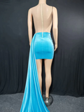 tight blue mini homecoming dress party dress HZ1023