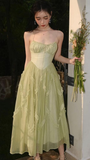 Spaghetti straps a line prom dress green formal party dress HZ1023