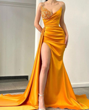 Modern Sweetheart Mermaid Long Prom Dress Split Ruffles With Sequins HZ1023