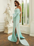 Backless Sage Green Sequins Mermaid Dress HZ1023