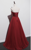 Strapless prom dress,red party dress,charming wedding dress HZ1023