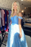Light Blue Sweetheart Off-the-Shoulder A-line Prom Dress HZ1023