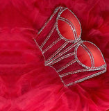 Pink Sparkling A-Line Long Beaded Elegant Halter Neck tulle Ball Gown Evening Dress HZ1023