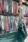 Mermaid Spaghetti Straps Lace Tulle Prom Dress HZ1023