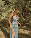Light Blue Elegant Prom Dress Long Party Dress Formal Evening Dress HZ1023
