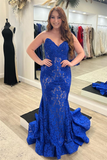 Lace Strapless Beaded Mermaid Long Prom Dress HZ1023