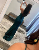 Mermaid Spaghetti Straps Sequin Prom Dress HZ1023