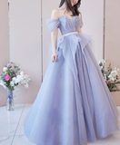 Purple Sweetheart Neck Tulle Sequin Long Prom Dress, Purple Ball Gown Graduation Dress HZ1023
