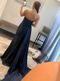 Mermaid Strapless Satin Prom Dress with Slit HZ1023