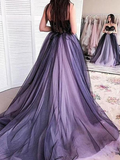 A-Line / Princess Tulle Applique Strapless Sleeveless Court Train HZ1023