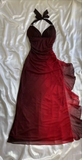 Burgundy red/indigo/navy blue shiny elegant strappy long tulle ball gown evening dress birthday party dress HZ1023