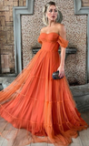 Elegant Sweetheart Off-shoulder Sleeveless A-line Prom Dresses HZ1023