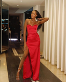 Red Strapless Long Party Dress HZ1023