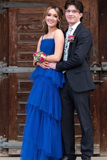 Princess Royal Blue Tulle Tiered Long Dress HZ1023