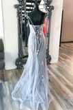 Elegant Mermaid Grey Prom Dress with Embroidery HZ1023