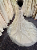 Ivory / Soft Blush Lace Tulle Couture Formal Wedding Dress HZ1023