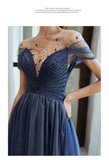 Starry Blue Prom Dress Off Shoulder Floral Event Dress Sparkling Long Party Dress Aline Event Dress Gradient Long Dress Fairy Glitter Dress HZ1023
