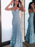 Tulle Applique Halter Sleeveless Floor-Length Prom Dresses HZ1023