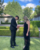 New Arrival Tiered Tulle Black Prom Dress, Long Evening Dress HZ1023