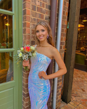 White shiny sequins charming fashion one shoulder mermaid slim long prom dress evening dress party dress HZ1023