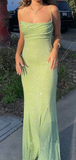 Spaghetti Straps Sparkly Long Prom Dresses Mermaid Prom Dress HZ1023