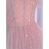 Pink Shiny Sweet A-Line Long Elegant Halter Neck Ball Gown Evening Dress HZ1023