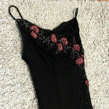 Black delicate floral beaded long tulle elegant ball gown evening dress formal birthday party dress dance dress HZ1023