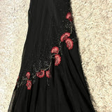 Black delicate floral beaded long tulle elegant ball gown evening dress formal birthday party dress dance dress HZ1023