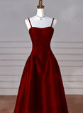 Black/Red/Navy Elegant Simple Fashion A-Line Satin Long Ball Gown Evening Dress Party Dress Prom Dress HZ1023